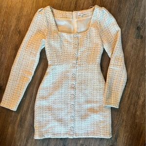 Lost + Wander Louise Long Sleeve Tweed Minidress